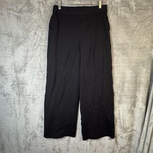 SPANX Perfect Fit Ponte Pants Woman's Sz Medium Black Wide Leg High Rise Office